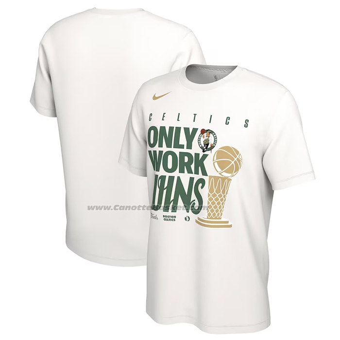 Maglia Manica Corta Boston Celtics 2024 NBA Finals Champions Celebration Parade Bianco